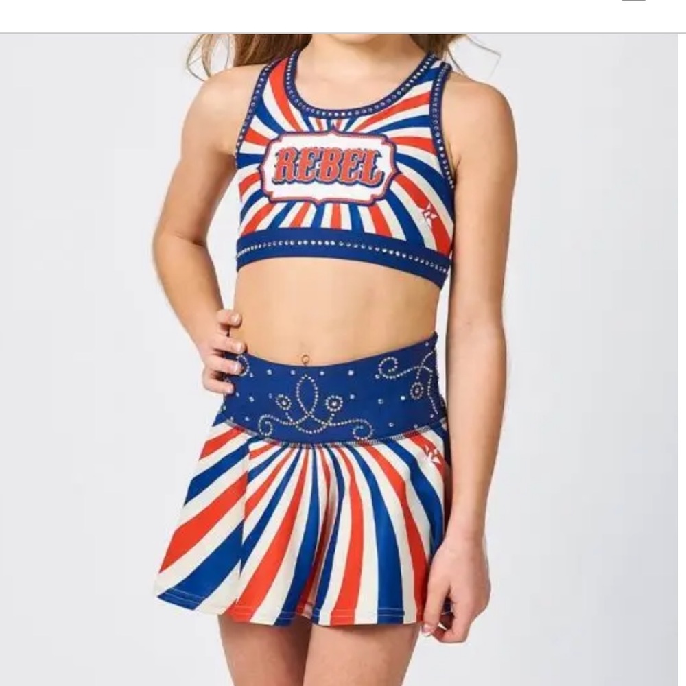 Rebel Athletic Big Top Carnival Sports bra and skirt